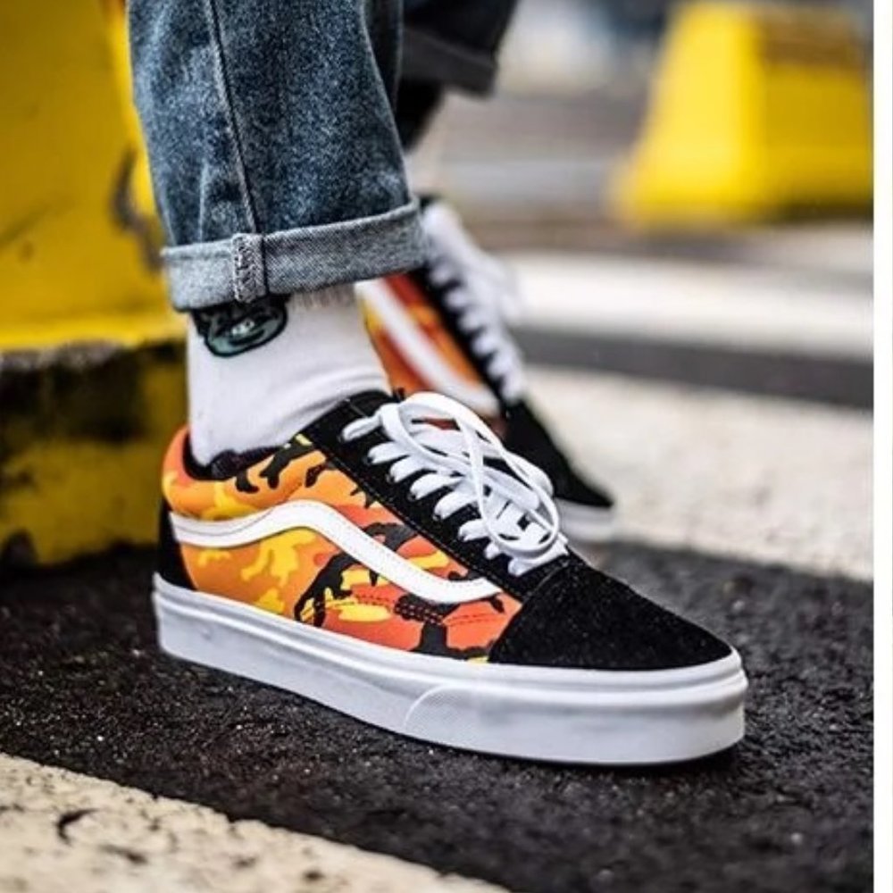 VANS Old Skool 'Pop Camo Orange': RARELY WORN !!